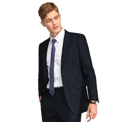 Mens Suits (Blazer+ Pants) Fashion Business Casual Slim-fit Formal Dress Banquet Work English Style Evening Dress Solid Color 4