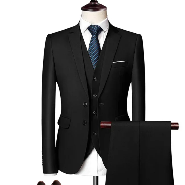Blazers Set Suits for Men(Jacket + Vest + Pants)three Piece Set Solid Business Casual Slim Fit Formal Dress Groom Tuxedo Wedding 2
