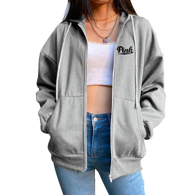 2024 New Womens Zipper Cardigan Hooded Sweatshirt Printing Outfits Fashion Casual Jogging Top Clothing Lady Versatile Sport Coat 4