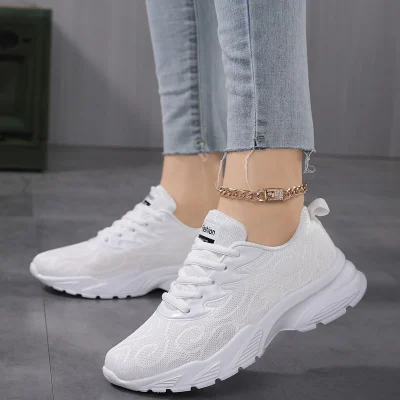 Spring Autumn Mesh Casual Shoes for women Breathable full White sneakers Woman soft soled running shoes Leisure Sports Footwear 3