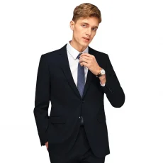 Mens Suits (Blazer+ Pants) Fashion Business Casual Slim-fit Formal Dress Banquet Work English Style Evening Dress Solid Color 2