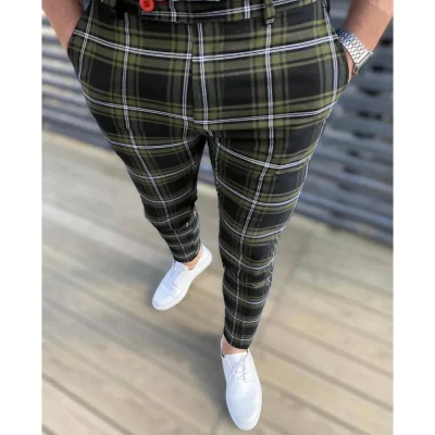 Checkered Color Series Fashionable And Elegant Suit Pants Straight Leg Pants Office Quick Drying Casual Men's Pants MA2 4