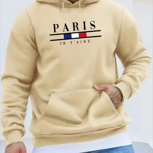 Fashionable Men's Hoodie with Street Casual Sports Style Long Sleeve and Kangaroo Pocket Fleece Sweatshirt for Autumn and Winter