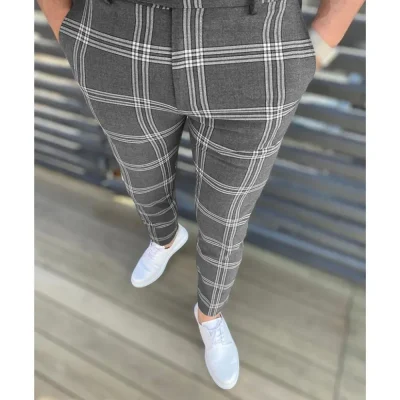 Checkered Color Series Fashionable And Elegant Suit Pants Straight Leg Pants Office Quick Drying Casual Men's Pants MA2 5