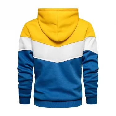 Men's Patchwork Hooded Sweatshirt Hoodies Clothing Casual Loose Fleece Warm Streetwear Male Fashion Autumn Winter Sports Outwear 6