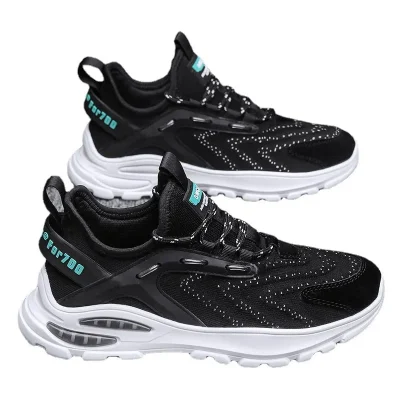 Flying woven mesh sports shoes men new low-top lace-up running shoes soft bottom air cushion trendy shoes men 2