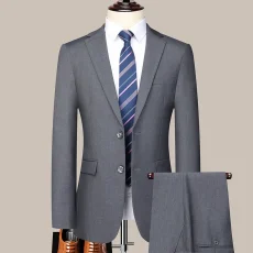 Two-button Suit for Men (suit + Trousers) Handsome Slim-fit Business Professional Work Formal Two-piece Set S-6XL 2