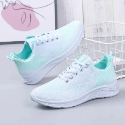 Women's Walking Shoes Lightweight Breathable Flying Woven Mesh Upper Ladies Tennis Shoes Workout Footwear Non-Slip Sneakers 2