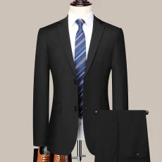 Two-button Suit for Men (suit + Trousers) Handsome Slim-fit Business Professional Work Formal Two-piece Set S-6XL 3