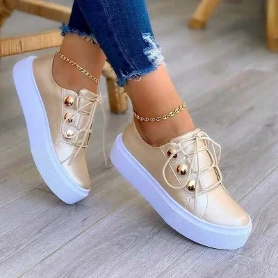 Women Flat New Fashion High Quality Casual Shoes Comfortable Outdoor Sports Platform Plus Size Round Head Shoes 2