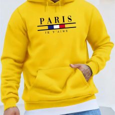 Fashionable Men's Hoodie with Street Casual Sports Style Long Sleeve and Kangaroo Pocket Fleece Sweatshirt for Autumn and Winter