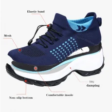 Women Walking Trainers Fashion Fly Weaving Sock Sneakers Breathe Comfortable Nursing Shoes Casual Platform Loafers Non-Slip 2