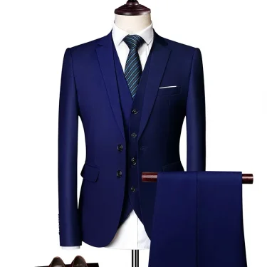 Blazers Set Suits for Men(Jacket + Vest + Pants)three Piece Set Solid Business Casual Slim Fit Formal Dress Groom Tuxedo Wedding 4