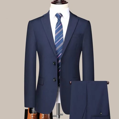 Two-button Suit for Men (suit + Trousers) Handsome Slim-fit Business Professional Work Formal Two-piece Set S-6XL