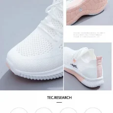 Women Casual Shoes Fashion Breathable Walking Mesh Flat Shoes Sneakers Women Gym Vulcanized Shoes White Female Footwear 4