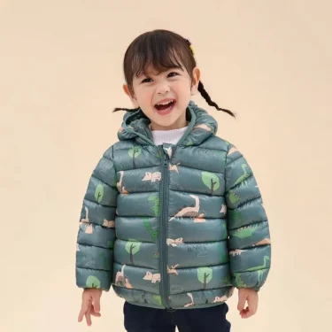 1-5 Years Baby Boy Hooded Lightweight Down Jacket Kids Girl Cartoon Dinosaur Zipper Coats Autumn Winter Warm Christmas Outerwear 5