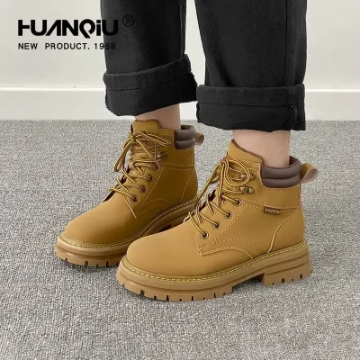 New Women's Pink Doc Martens High Street Trend Designer Ankle Boots Fall Top Women's Shoes Platform Boots 6