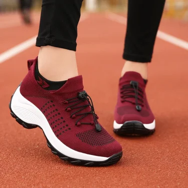 Women Walking Trainers Fashion Fly Weaving Sock Sneakers Breathe Comfortable Nursing Shoes Casual Platform Loafers Non-Slip 14