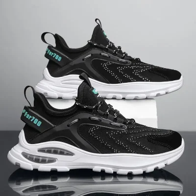 Flying woven mesh sports shoes men new low-top lace-up running shoes soft bottom air cushion trendy shoes men 3