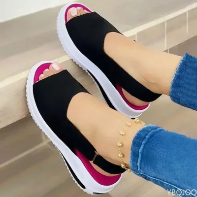 Women Shoes Summer Breathable Wedges Sneakers Shoes Women Plus Size Shoes Women Trainers Flat Vulcanize Shoes Sport Sandals 2