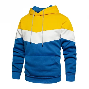 Men's Patchwork Hooded Sweatshirt Hoodies Clothing Casual Loose Fleece Warm Streetwear Male Fashion Autumn Winter Sports Outwear 3
