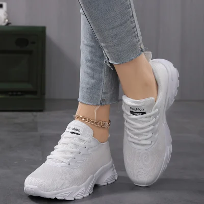 Spring Autumn Mesh Casual Shoes for women Breathable full White sneakers Woman soft soled running shoes Leisure Sports Footwear 5