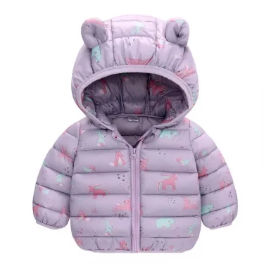 Cartoon Dinosaur Print Boys Baby Lightweight Down Jackets Warm Hooded Outerwear Winter Autumn Kids Girls Coats Casual Clothing 3