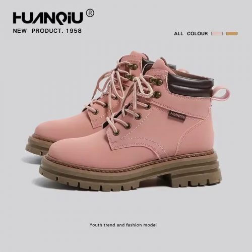 New Women's Pink Doc Martens High Street Trend Designer Ankle Boots Fall Top Women's Shoes Platform Boots