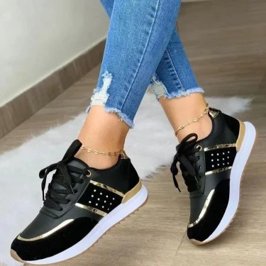 Women Wedges Sneakers Lace Up Breathable Sports Shoes Casual Platform Shoes Female Footwear Ladies Designer Shoes Zapatos Mujer 2