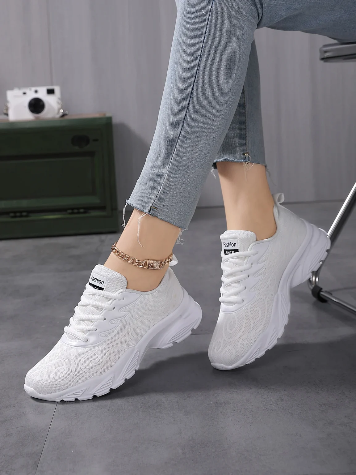 Spring Autumn Mesh Casual Shoes for women Breathable full White sneakers Woman soft soled running shoes Leisure Sports Footwear 4