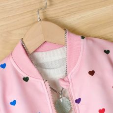 Girls Colorful Love Print Zipper Jacket Children's Spring and Autumn Casual Coat