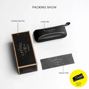 CAPONI Photochromic Brown Yellow Sunglasses Titanium Alloy Rimless Sun Glasses Pilot Night Vision Ultra-Light Eyewear BSYS22003 6