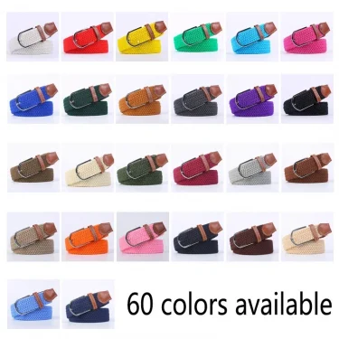 107/120/130cm UNISEX Casual Knitted Pin Buckle Women Belt Woven Canvas Elastic Expandable Braided Stretch Jeans Belts for Men 5