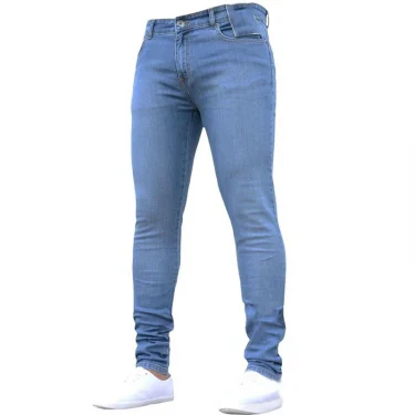 Men's Jeans Stretch Slim Fit Trousers Streetwear Colthing Classical Casual Pants Skinny Zipper Denim Designer Clothes Black Blue 5