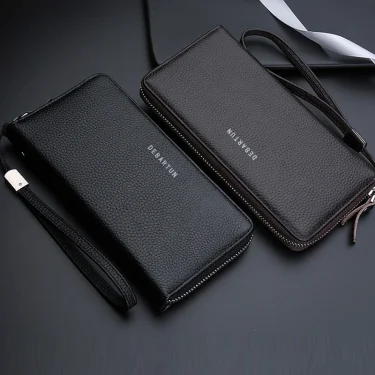 New Color Men`s Long Wallet for Men RFID Blocking Clutch Organizer Zipper Leather Business ID Credit Card Holder Purse 6