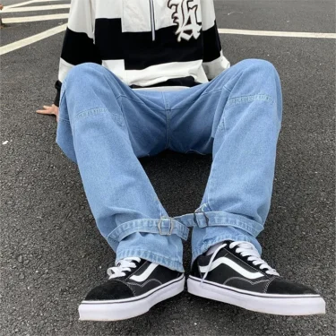 Men Wide Leg Jeans Hip Hop Casual Men's Straight Baggy Denim Pants Streetwear Skateboard Pant Neutral Trousers Plus Size S-5XL 4