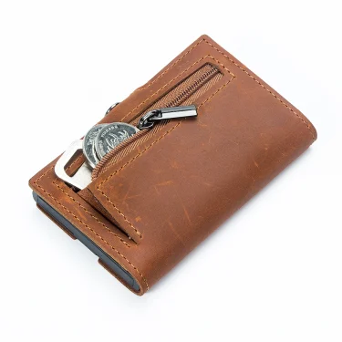 Men Wallets 100% Genuine Cow Leather Popup Short Card Holder Purse High Quality Brand Male Wallet Tarjeteros Para Hombre 4