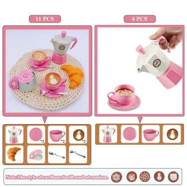 4/11PCS retend Play Simulation Coffee Set Tableware Play House/Outdoor Kitchen DIY Afternoon Tea Game Toy For Children Kids Gift 2