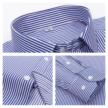 Men's Formal Shirt Long Sleeve S~8XL Oversized Office Solid Color Striped Anti-wrinkle Non-ironing Fashion Business White Shirts 5