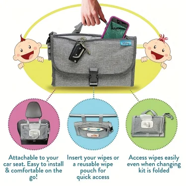 Portable Diaper Changing Pad For Newborn Baby Changing Pad with Smart Wipes Pocket Waterproof Travel Changing Kit 3