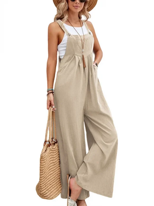 Women Loose Fit Fashion Overalls Wide Leg Baggy Bib Overalls Jumpsuit Dungarees Summer Jumpsuit Casual Elegant Overalls Summer 2