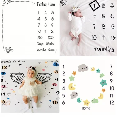Newborn Baby Photography Blanket Monthly Growth Milestone Blanket Photography Props Background Cloth Commemorate Rug 100X100cm 3