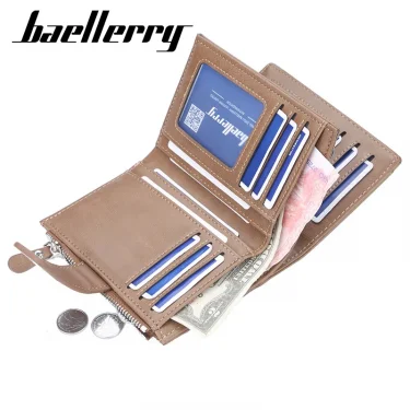 Baellerry Men Wallets Fashion Short Desigh Zipper Card Holder Men Leather Purse Solid Coin Pocket High Quality Male Purse 2