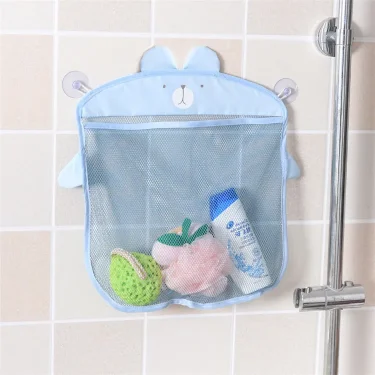 New Baby Bathroom Mesh Bag Sucker Design For Bath Toys Kids Basket Cartoon Animal Shapes Cloth Sand Toys Storage Net Bag 2