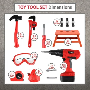 Children's Tool Set with Electric Toy Drill Kids Power Construction Toy Pretend Play Toy Tools Kit for Toddler Boys Girls Child 4