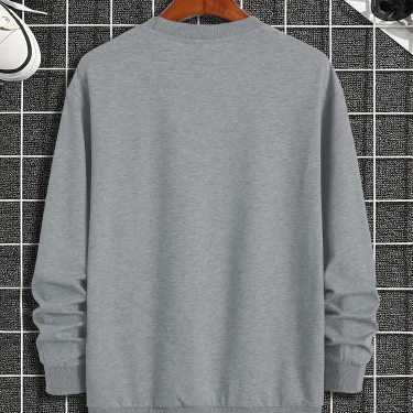 Men's autumn and winter fashionable casual loose Los Angeles letter printed fleece pullover round neck long sleeved sweatshirt 5