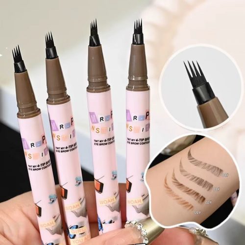 4 Colors Eyebrow Pen Waterproof 4 Fork Tip Eyebrow Tattoo Pencil Cosmetic Long Lasting Natural Dark Brown Liquid Eye Brow Pencil