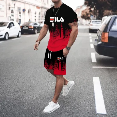 Lente/Zomer Mode Heren Casual Sport Korte Mouwen Pak, Tweedelige Set, T-Shirt En Broek, Herenkleding, Zomermode 3