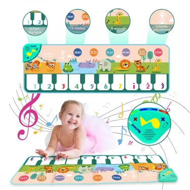Coolplay 110x36cm Musical Piano Mat for Kids Toddlers Floor Keyboard Dance Mat with 8 Animal Sounds Baby Mat Educational Toys 4