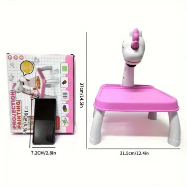 Children's projection painting table, pony shape, graffiti drawing board, electric with music, wipeable drawing board, baby earl 4
